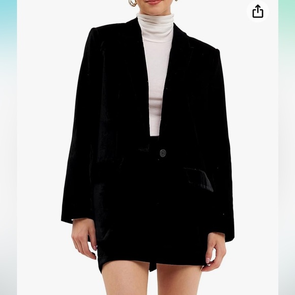 REVOLVE Endless Rose Black Velvet Blazer Jacket Size Medium - Picture 3 of 12